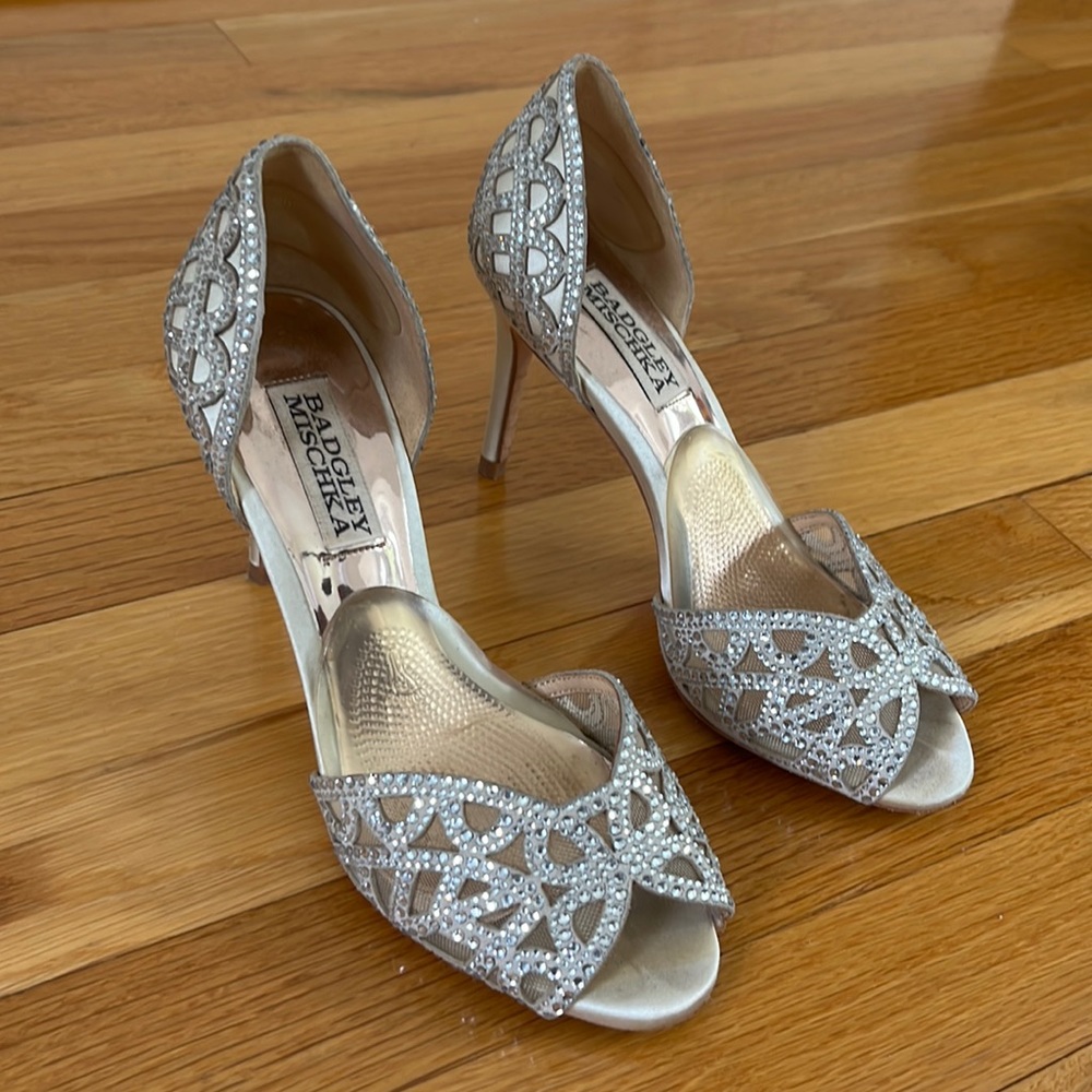 Badgley mischka sparkly wedding heels